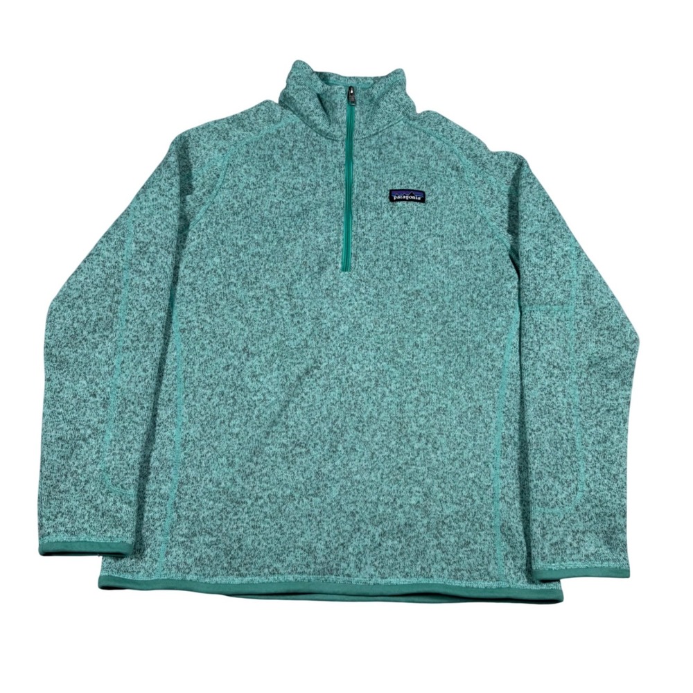 Patagonia Better Sweater 1/4 Zip Pullover Womens Large Teal Green Heather Fleece